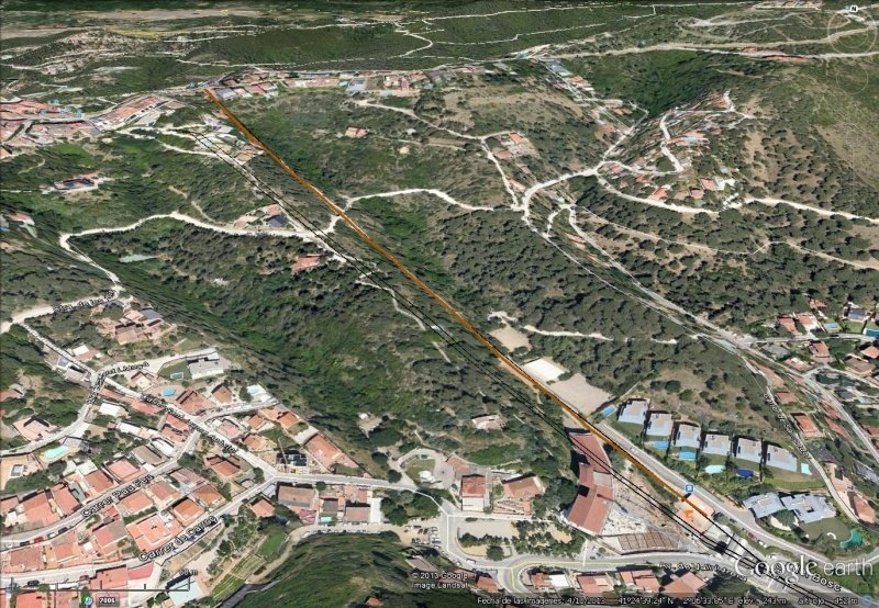 Vista Google Earth Funicular de Vallvidrera
