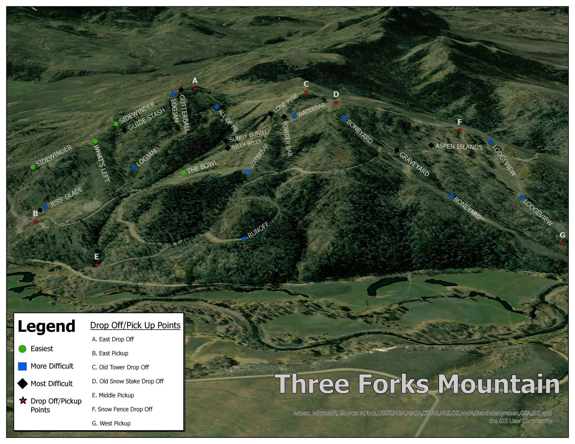 Three Forks Mountain Map