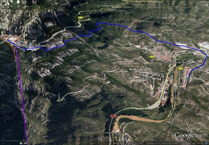 Vista Google Earth Cremallera de Montserrat