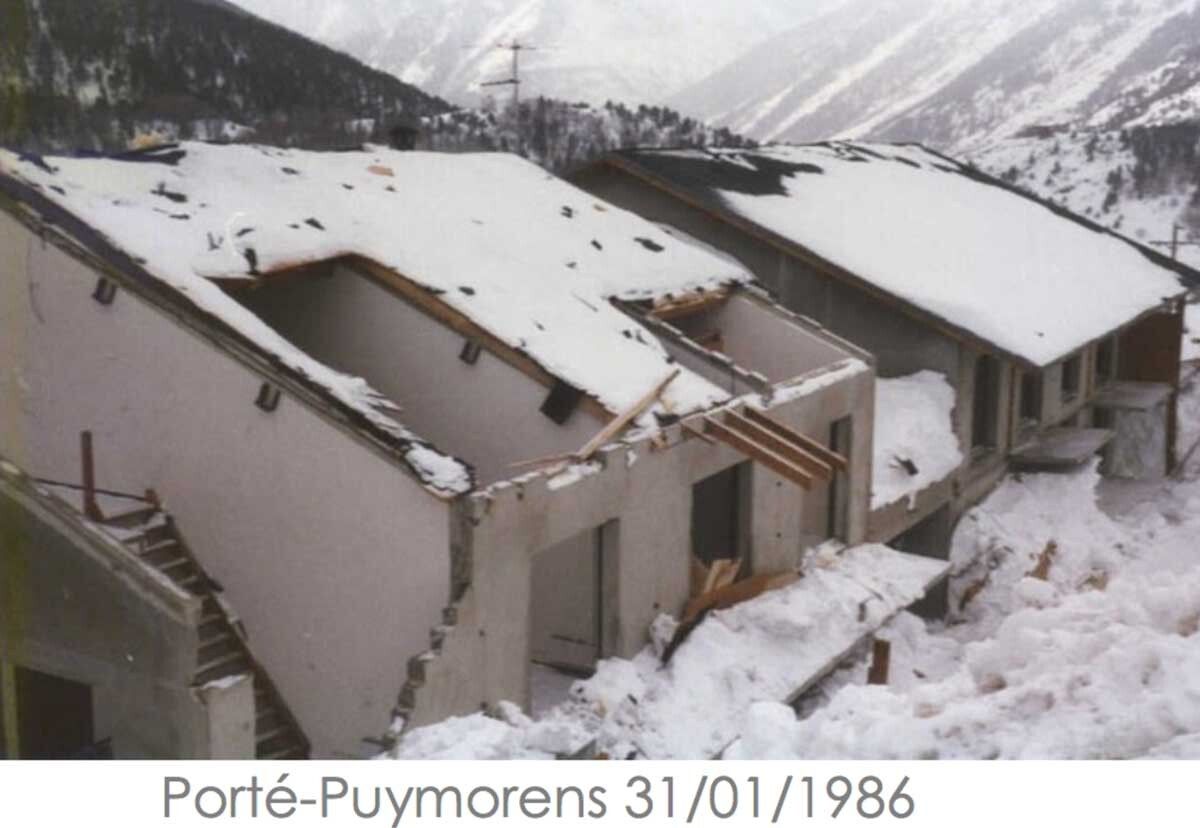 Residencia y chalets afectados en el pueblo de Porté el 31 de enero de 1986 (Foto: Inf. Dept. Pyrénées Orientales).