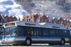 Buses ecológicos para subir a la estacion de esquí de Aspen