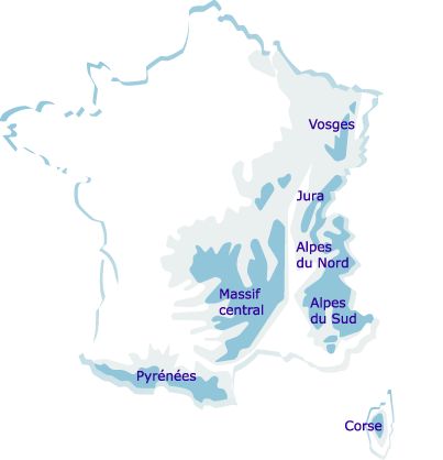 Mapa de las zonas de esquí en Francia