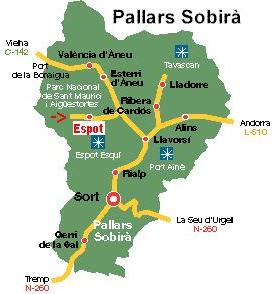 Plano de estaciones en el Pallars Sobirà